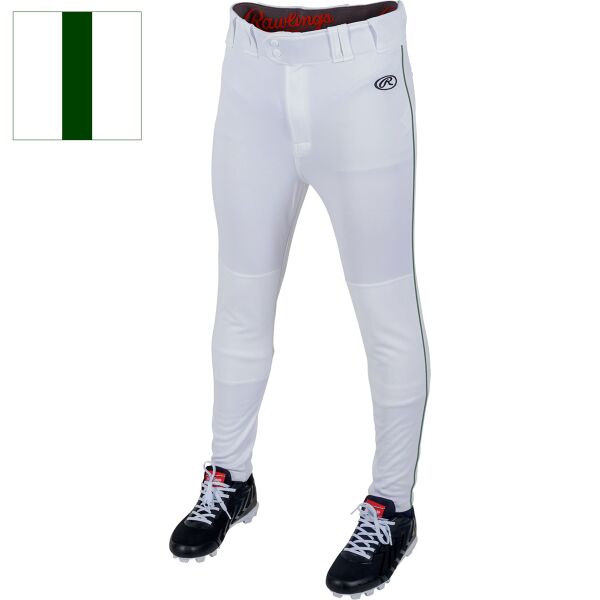 Rawlings Plated Piped Pro Taper Fit Pant, White/Dark Green Thumbnail