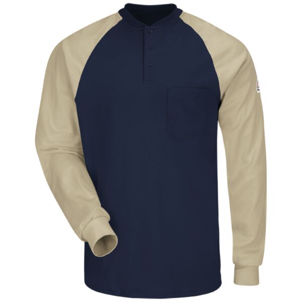 Long Sleeve Color-Block Tagless Henley Shirt - EXCEL FR® Thumbnail